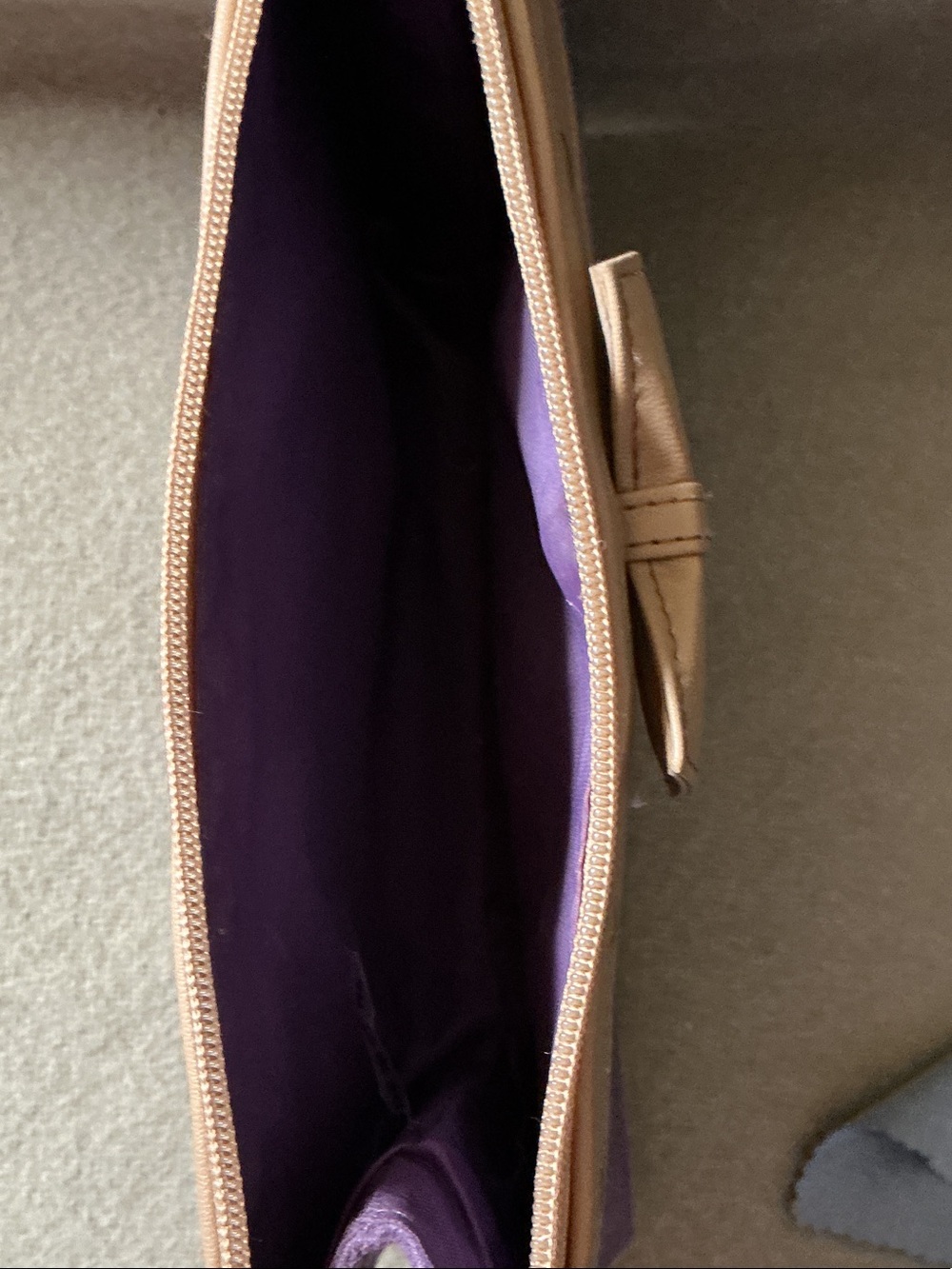 Modella Purple and Nude Bow Accent Wristlet Clutch - Picture 3 of 5